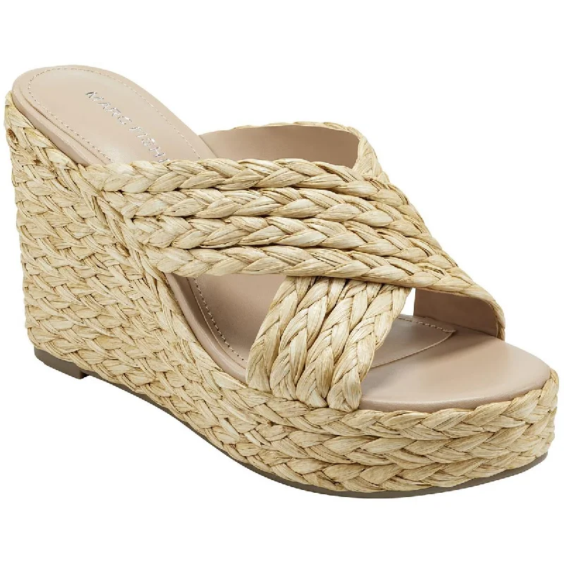 Sandals for women with adjustable back straps for easy fit -Marc Fisher Womens Lynn Criss-Cross Espadrille Wedge Sandals