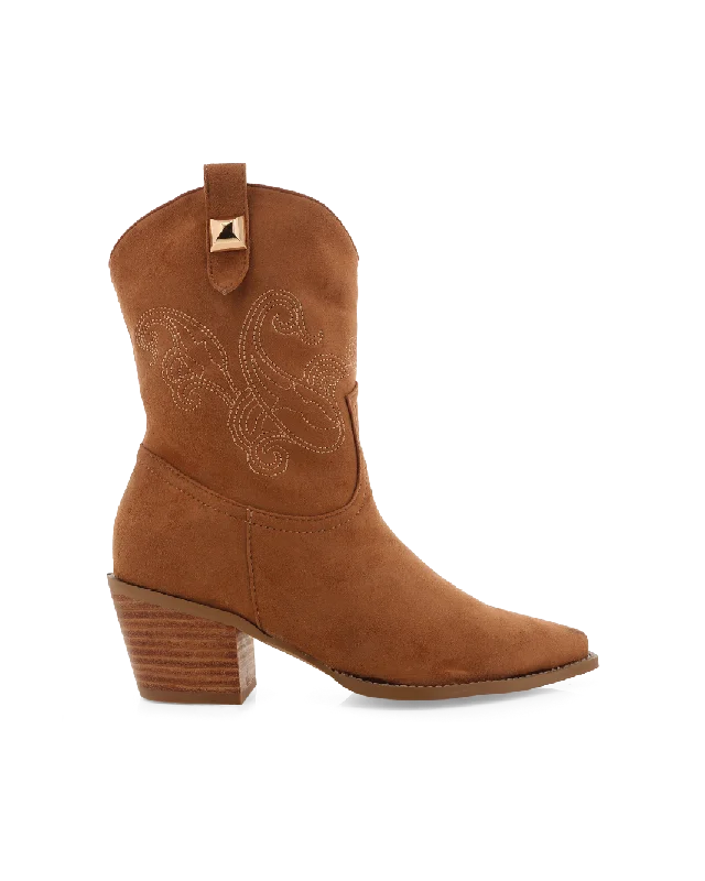 boots with zip closures for easy wearing-DARLA - DARK TAN SUEDE