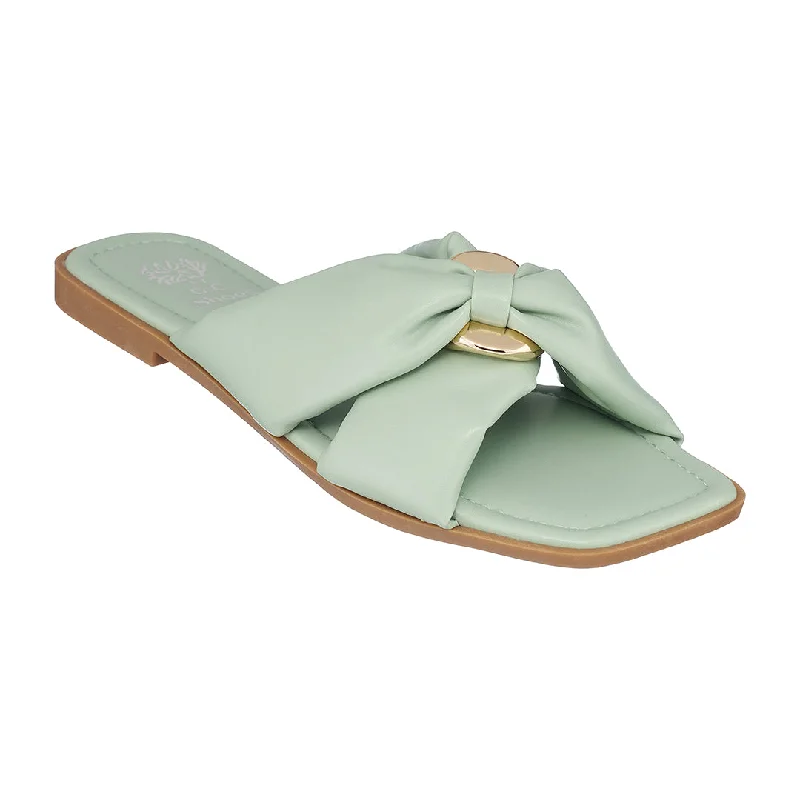 Comfortable sandals for outdoor events and festivals -Perri Green Flat Sandals