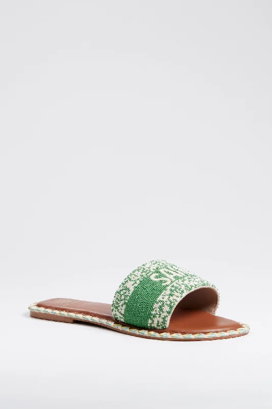 Stylish sandals for women with eye-catching beadwork for a boho look -Emerald Green Saint Tropez Sandals