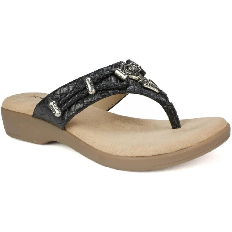 Sandals for women with open heels for comfortable and easy wear -Rialto Womens Bailee Woven Thong Wedge Sandals