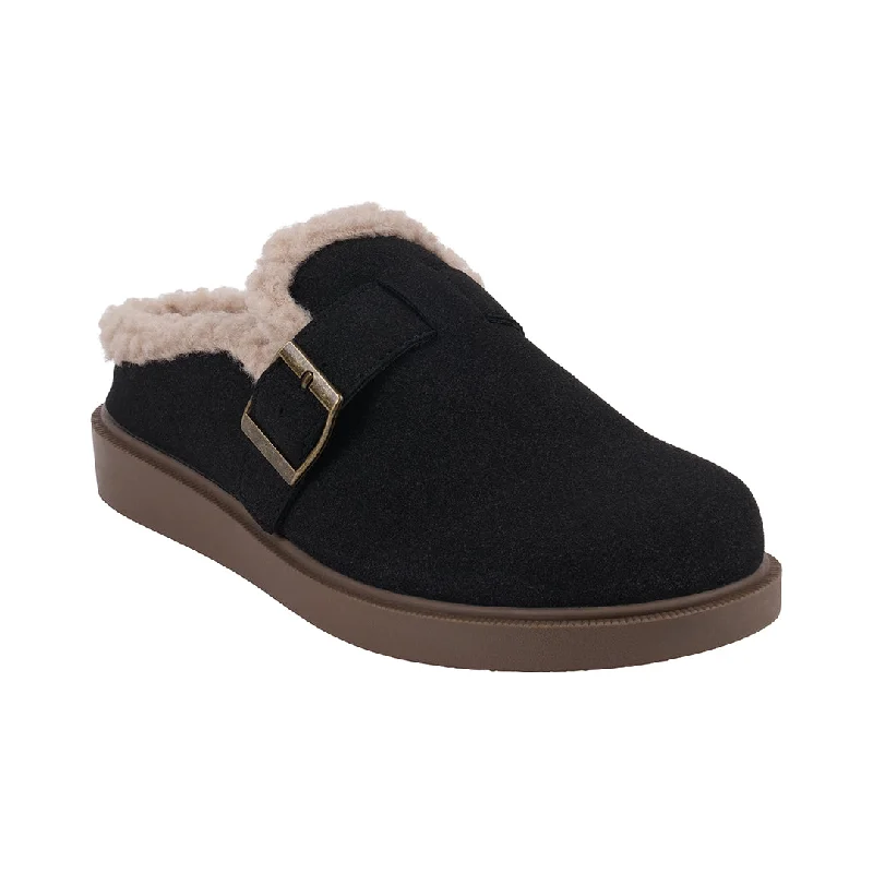 slippers for post-operative recovery-Vallery Black Mule Slippers: Cozy & Stylish Fall Footwear