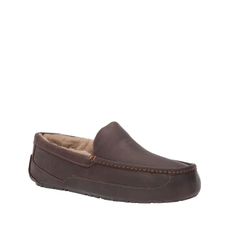 slippers with built-in comfort technology-UGG Men's Ascot Slipper, Tan Leather