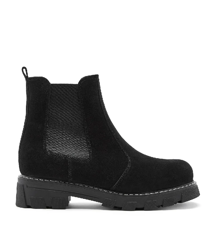 boots for casual, everyday winter wear-ADELYN SHEARLING-LINED SUEDE BOOTIE