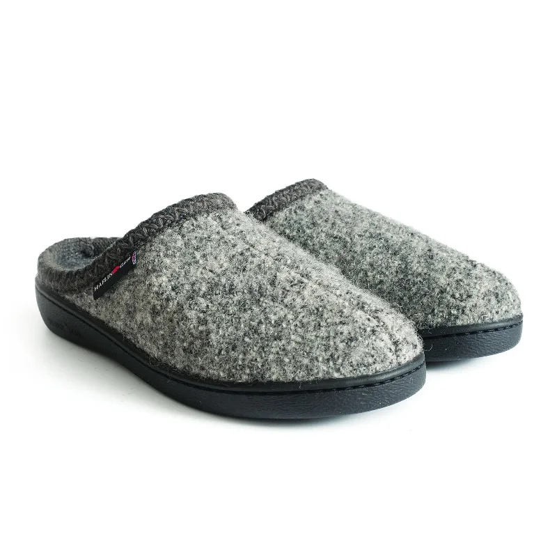 slippers with arch support for flat feet-Haflinger AT64 Hardsole Slipper (Unisex) - Grey Speckle