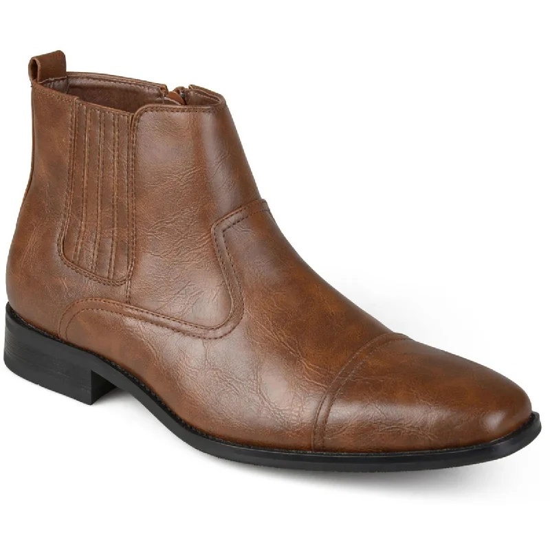 boots for all-weather outdoor activities in winter-Vance Co. Mens Alex Block Heels Slip On Chelsea Boots