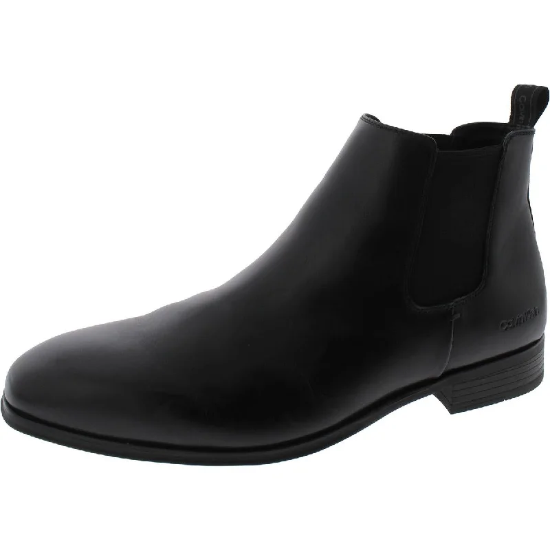 boots for outdoor comfort on rugged terrains-Calvin Klein Mens Donto Leather Block Heel Chelsea Boots