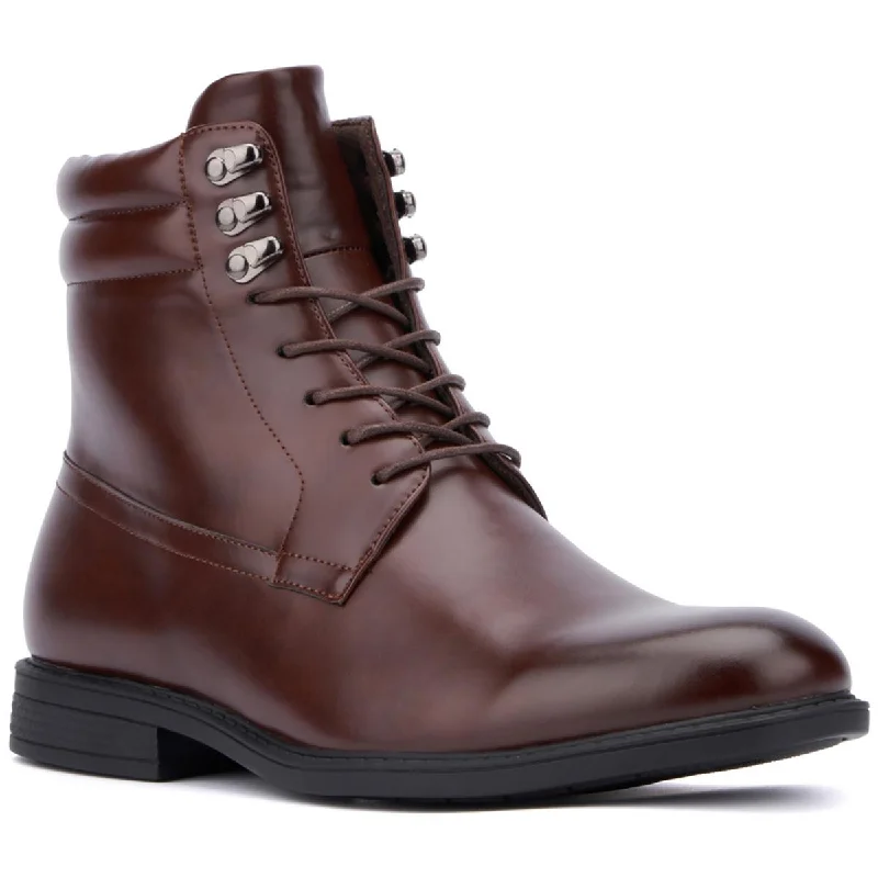 boots for all-weather wear with extra warmth-Xray Mens Braylon Faux Leather Round Toe Combat & Lace-up Boots