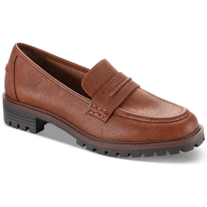 loafers for men with relaxed office attire options -Style & Co. Womens Wandaa Faux Leather Slip-On Loafers