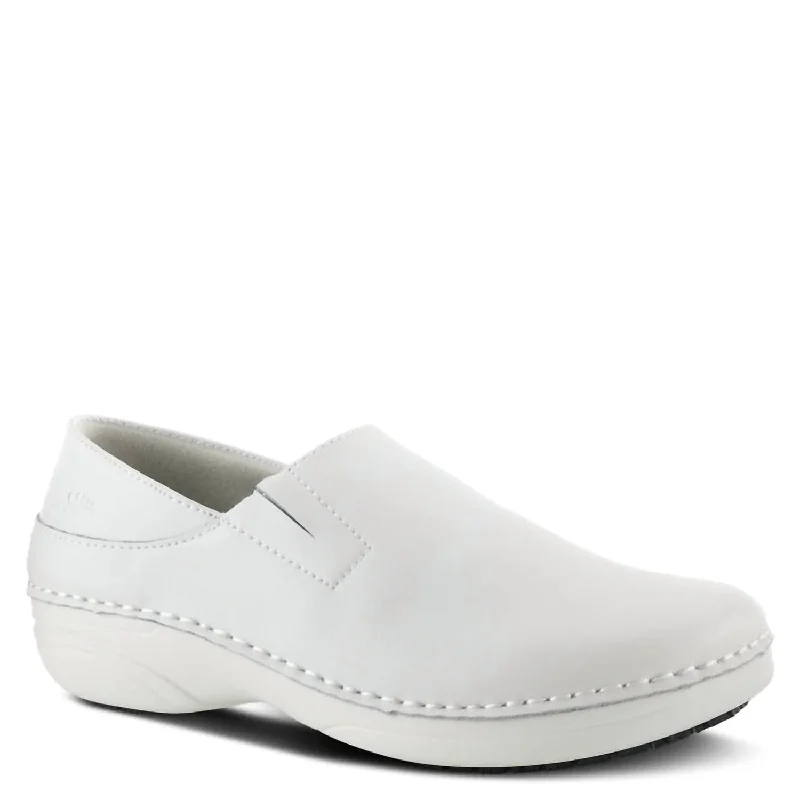 slippers for sore feet after exercise-Manila Clog Work Shoes In White