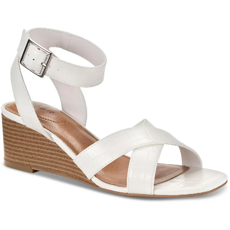 Sandals for women with a sporty design for casual days -Style & Co. Womens Faux Leather Wedge Sandals