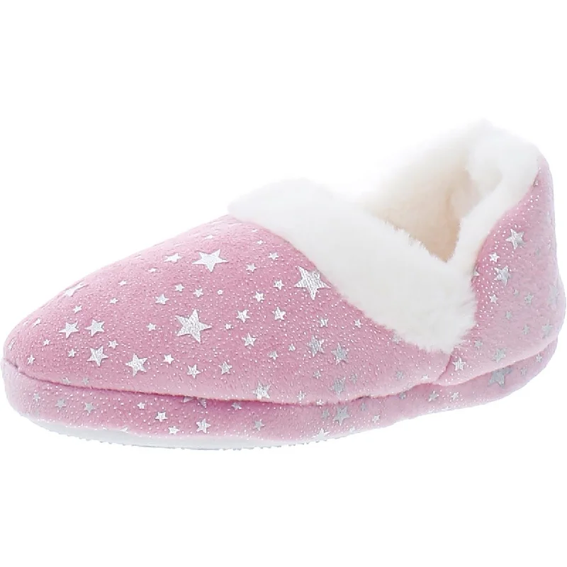 slippers for people who are on their feet all day-Capelli New York Girls Little Kid Faux Fur Lined Moccasin Slippers