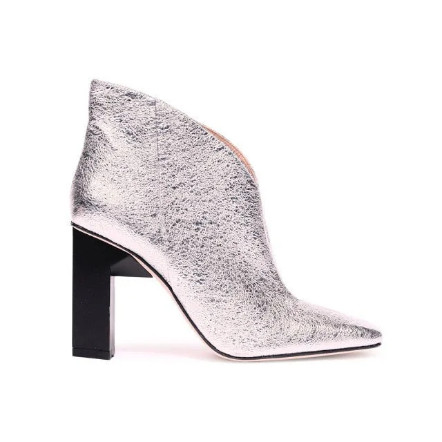 boots with padded collars for ankle protection-Sancy Ankle Bootie in Silver