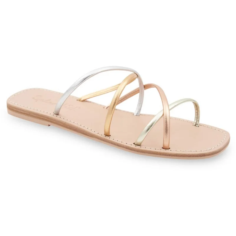 Sandals for women with adjustable toe straps for customizable fit -Splendid Womens Frankie Leather Criss-Cross Slide Sandals