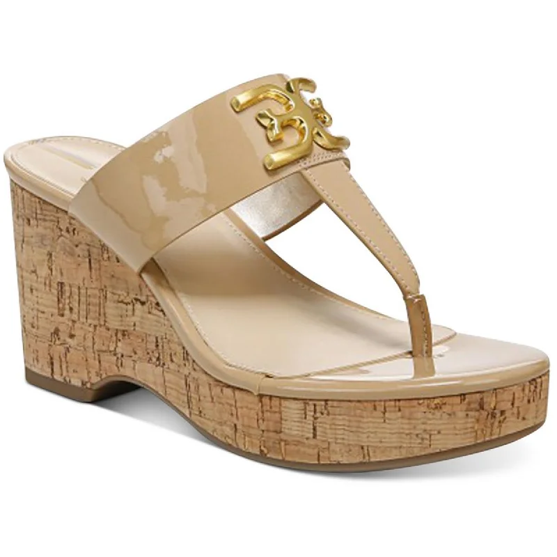 Comfortable sandals for women with open heel designs for easy wear -Sam Edelman Womens Yardlie Patent Cork Wedge Sandals