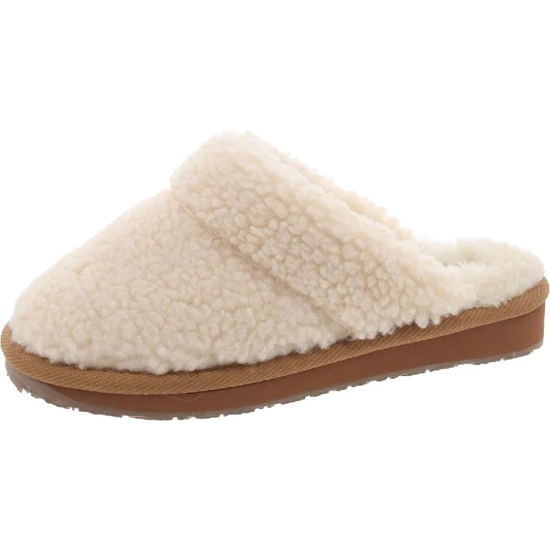 slippers for reducing foot aches-Minnetonka Womens Sondra Scuff Faux Fur Slip On Slide Slippers