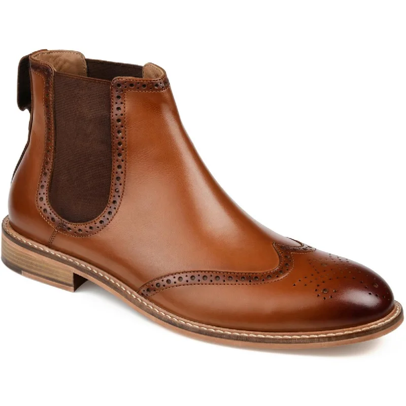 boots for maximum foot protection in extreme weather-Thomas & Vine Mens Watson Leather Stretch Chelsea Boots