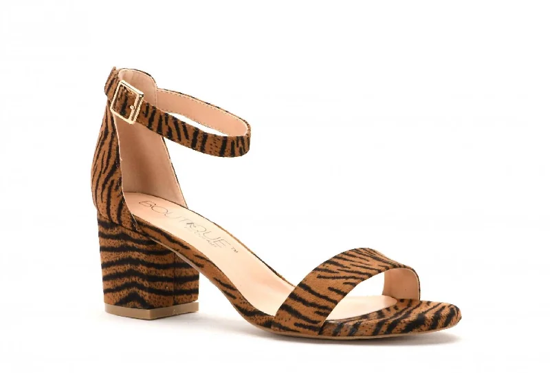 Sweetie Heeled Sandal In Tiger