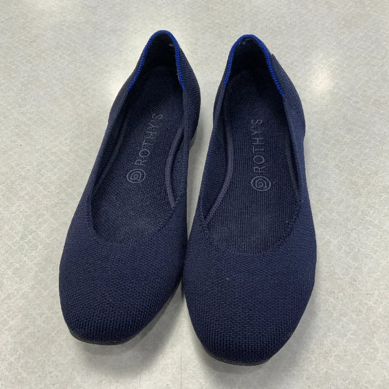 Flats shoes with padded collars for added comfort -Shoes Flats By Rothys In Navy, Size: 9.5