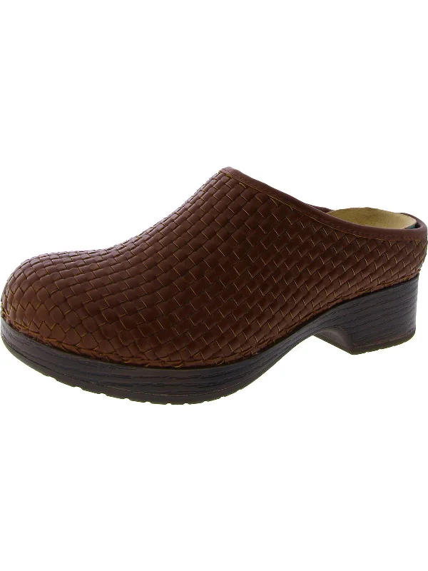 slippers for lounging around the house-Soleia Womens Faux Leather Woven Clogs