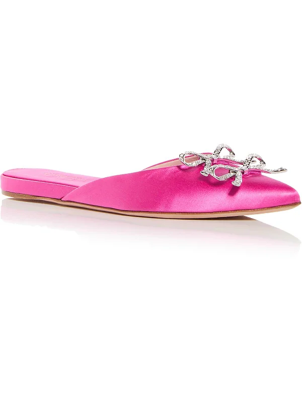 slippers for comfort and relief-Womens Satin Pointed Toe Mules