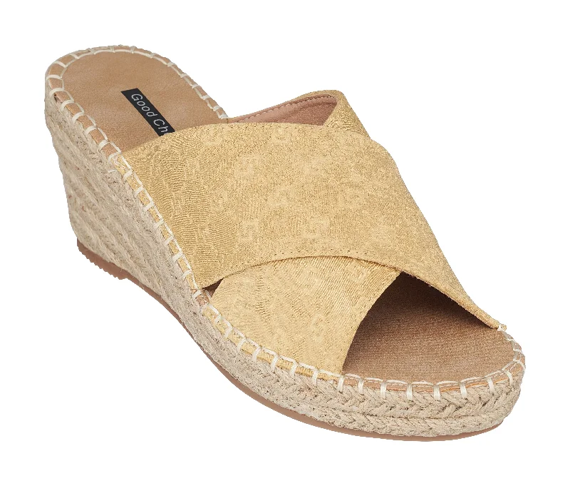 Comfortable sandals for warm weather with quick-drying straps -Darline Yellow Espadrille Wedge Sandals