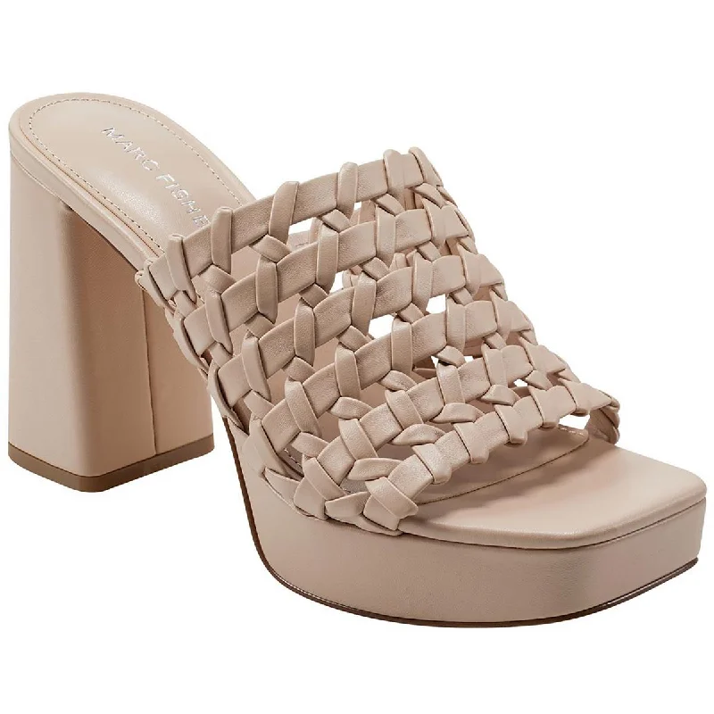 Trendy sandals for women with bold, geometric strap patterns for unique style -Marc Fisher Womens Gervasi Faux Leather Square Toe Platform Sandals