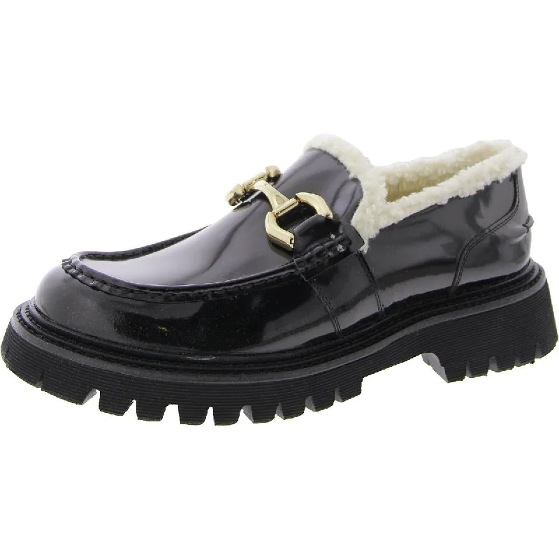 slip-on loafers for women with easy fit -Steve Madden Womens Zylus Patent Embellished Loafers