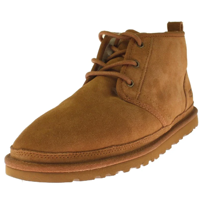 boots for walking on icy surfaces with traction-Ugg Mens Neumel Suede Casual Chukka Boots