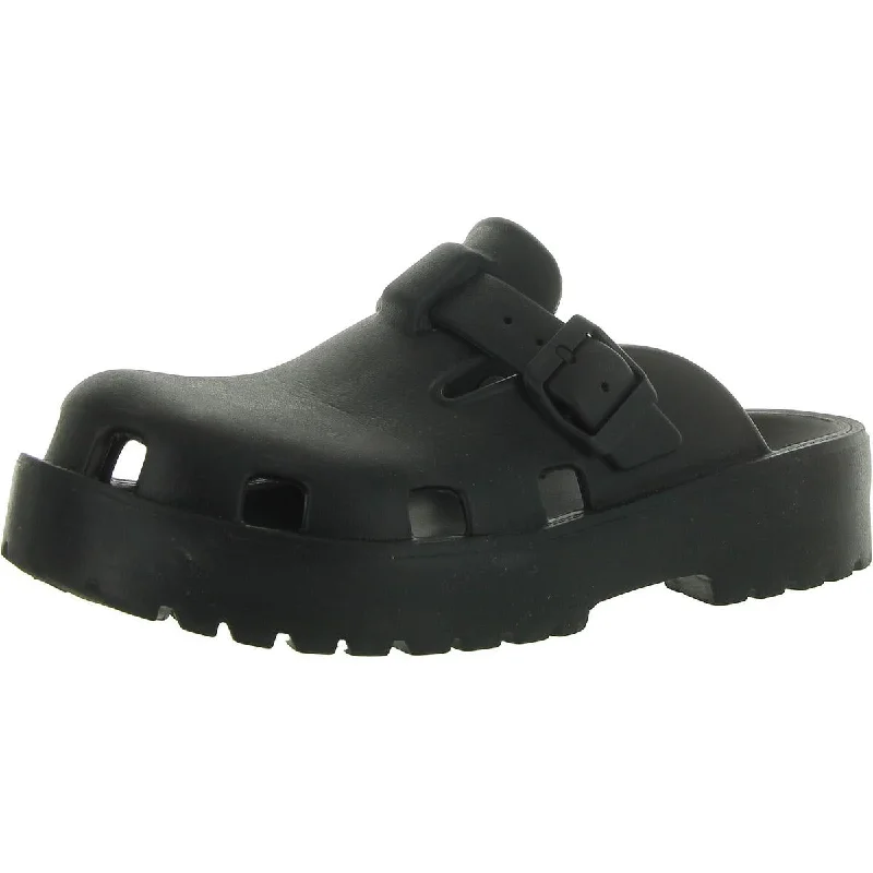 slippers for people who are on their feet all day-Womens Round toe Buckle Clogs