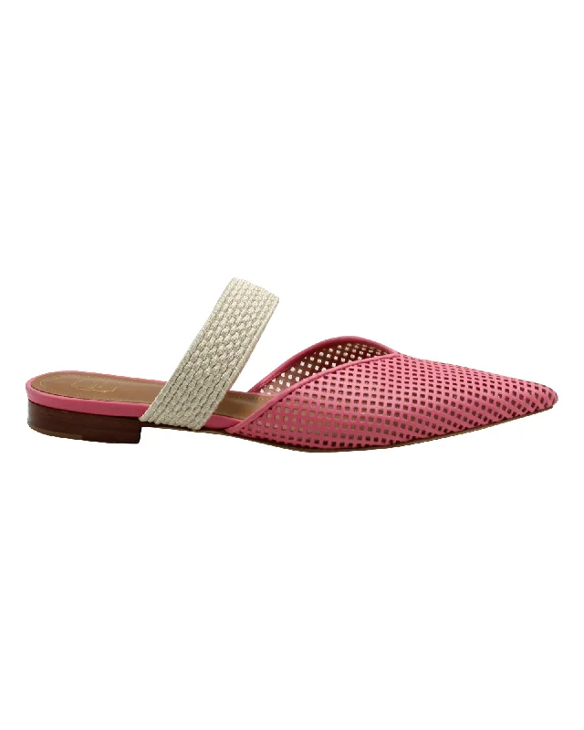 slippers for all-day comfort-Malone Souliers Maisie Flat Mules in Pink Leather