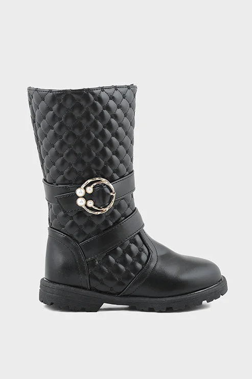 boots for extreme weather protection and warmth-Girls Formal Boots Q10022-Black