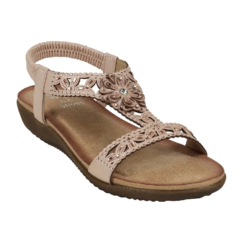 Comfortable sandals for women with cushioned footbeds for travel -Toni Blush Flat Sandals