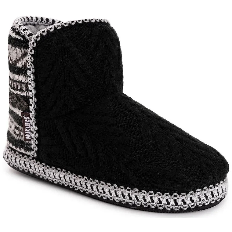 slippers for winter comfort and warmth-Muk Luks Womens Leigh Pattern Pull on Bootie Slippers