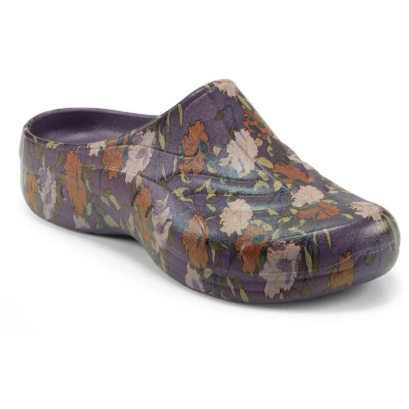 slippers for sleeping in warm weather-Garden Womens Floral Print Slip On Clogs