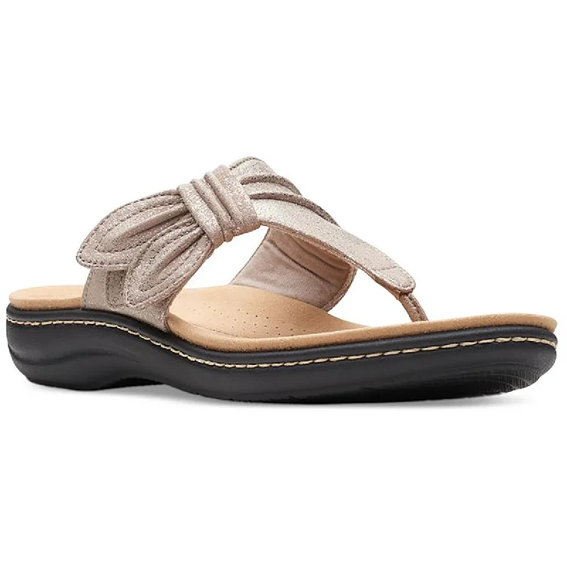 Trendy sandals with open-toe design for casual wear -Clarks Womens LAURIEANN RA Faux Leather Thong Sandals Flatform Sandals