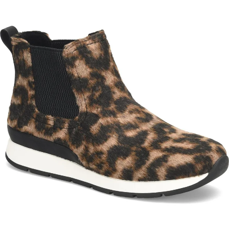 stylish ankle boots for winter fashion-B.O.C. Womens Kara Faux Fur Animal Print Chelsea Boots