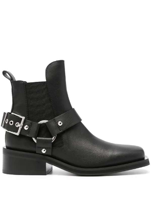 boots for outdoor activities in winter months-GANNI Low Cut Chelsea Boot with Decorative Buckle - Ankle Length