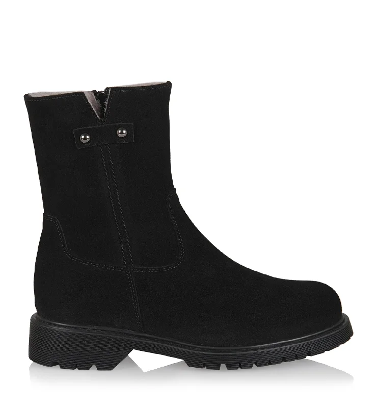 boots for versatile all-weather use-HUNTER SHEARLING-LINED SUEDE BOOTIE