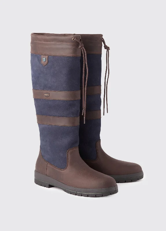 waterproof boots for rainy days-Galway Mens Country Boot  - Navy/Brown