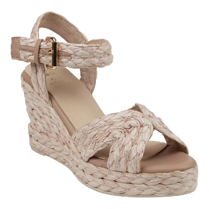 Trendy sandals with animal print designs for a unique touch -Maya Blush Cross Strap Espadrille Slingback Wedge Sandals